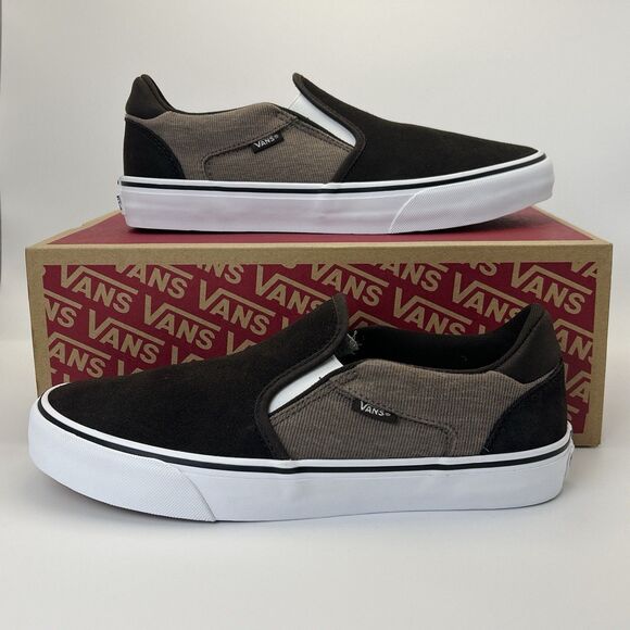 VANS Other - VANS Asher Deluxe Slip-on Shoes Men’s 9 Cozy Knit Coffee Skater Comfort Sneakers